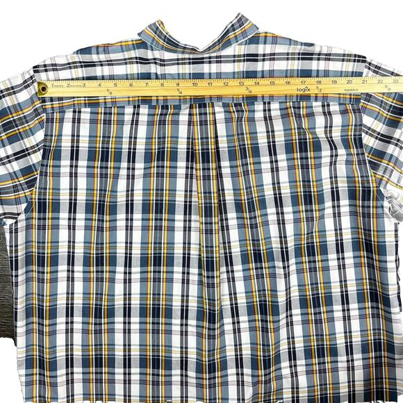 BROOKS BROTHERS Big&Tall Long Sleeve Shirt Non Iron 1XL Blue Yellow Plaid Preppy - Picture 8 of 14